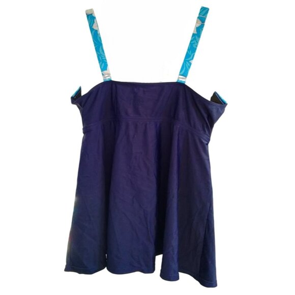 Hanna Nikole Plus Size 24W Two-Piece Modest Swim Set Womens Navy & Blue Floral - Picture 7 of 15